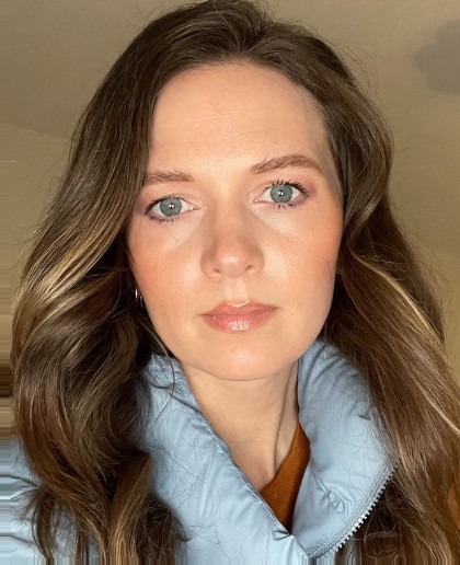 After: the client in a color from her palette